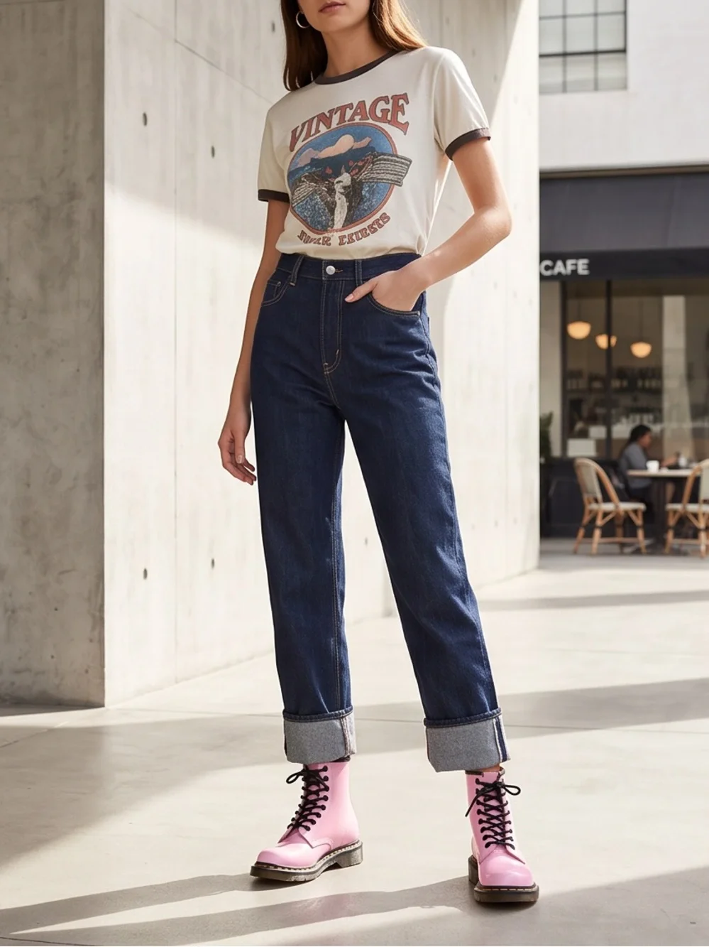 Dr. Martens 1460 Patent Lamper Light Pink 8-Eye Lace-Up Boots size 6